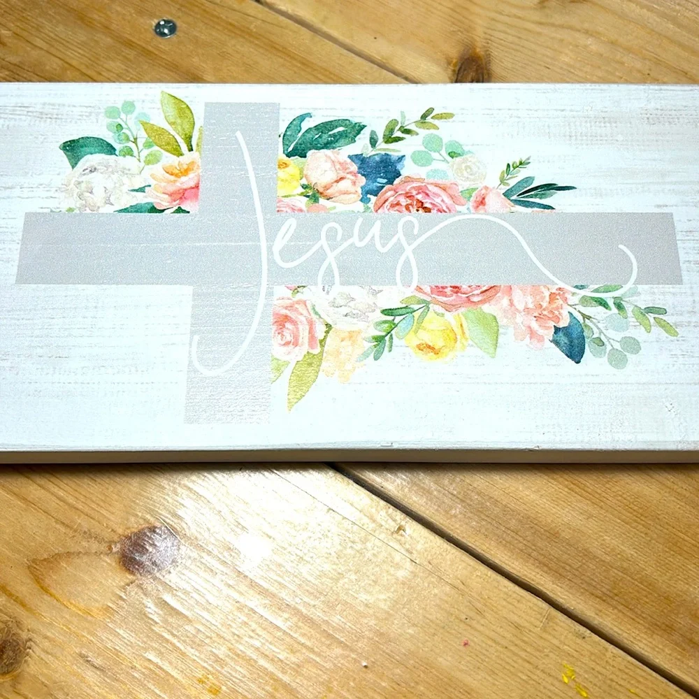 Floral Cross Wall Art Decor
